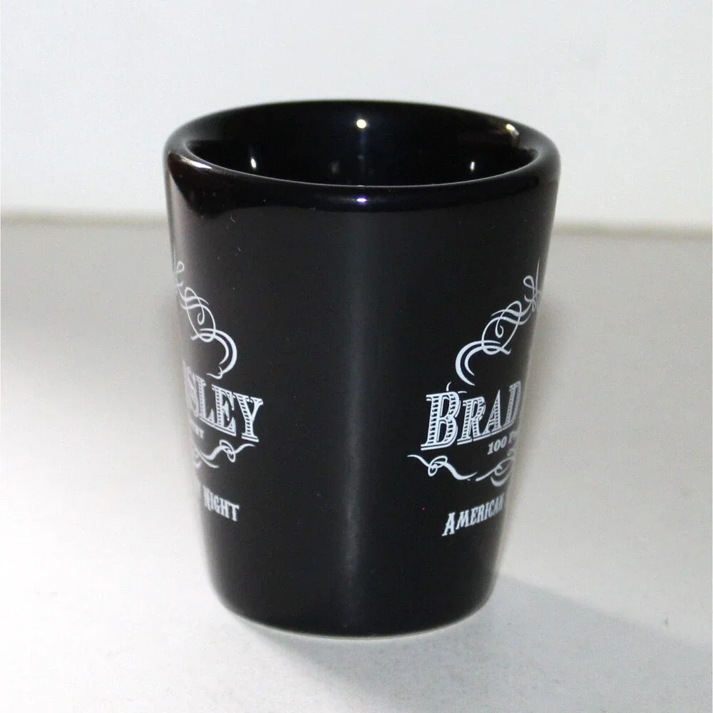 Brad Paisley American Saturday Night Shot Glass black ceramic Country Music